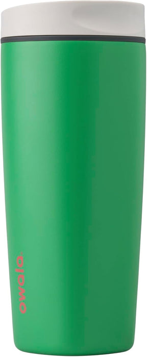 Owala SmoothSip Slider Insulated Stainless Steel Coffee Tumbler, Reusable Iced Coffee Cup, Hot Coffee Travel Mug, BPA Free 20 oz, Grey/Blue (High Dive)