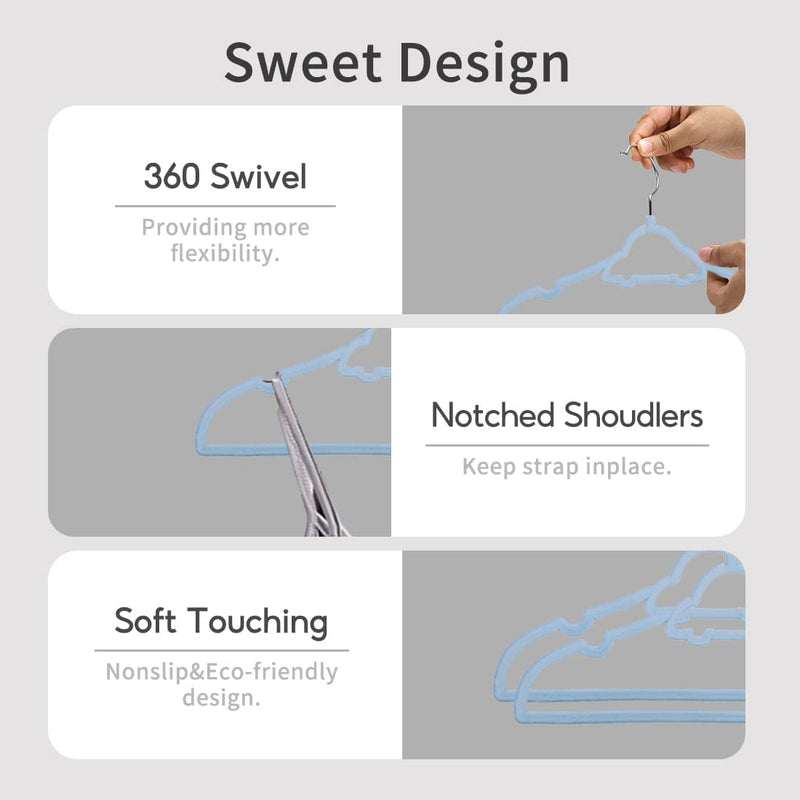 MINISO Flocking Clothes Hangers Set for Kids,4Pcs(Little Car)