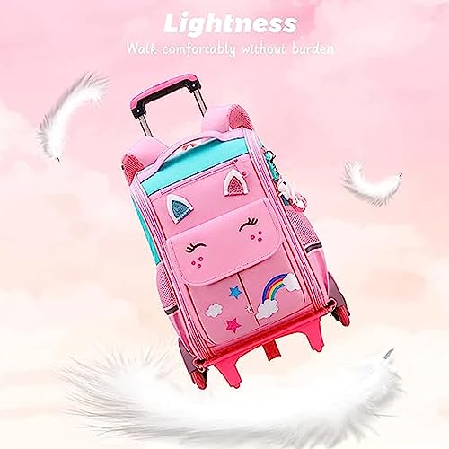 IS MUHE Backpack for School,Roller Bag with Wheels,Double Handle Rolling Backpack,Girls Travel School Children Toddler Trip Rolling Bag Girls Travel Roller Bag - m