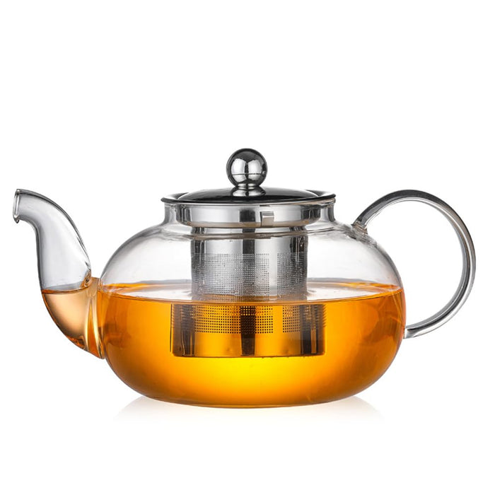 Azonee Glass Teapot Stovetop 20 OZ/600ml, Tea Pot with Removable 18/8 Stainless Steel Infuser, Borosilicate Clear Tea Kettle, Teapot Blooming and Loose Leaf Tea Maker
