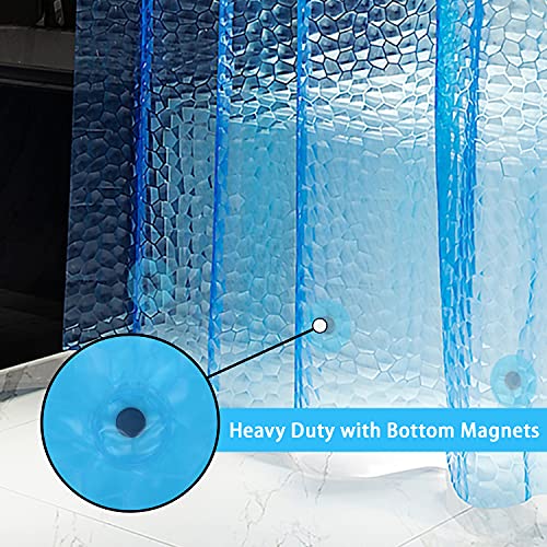 Bostofy Waterproof EVA Thick Shower Curtain Liner with Heavy Duty 3 Bottom Magnets for Shower Stall, Bathtubs, 3D Pebble Pattern, 72 x 72,12 Hooks