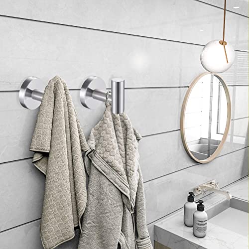 KASTWAVE Wall Towel Hooks Coat Hook Bathroom Matte Black Robe 304 Stainless Steel Heavy Duty Door Hanger Towel Robe Clothes Cabinet Closet Sponges Hook Bathroom Bedroom Kitchen Hotel Pool