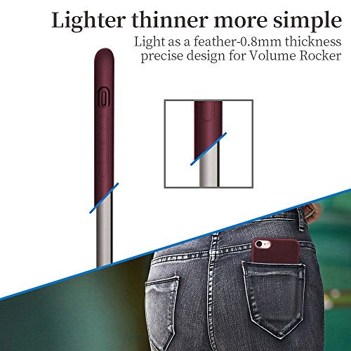 X-level iPhone SE 2022/2020 Case,iPhone 7/8 Case Ultra Thin Soft TPU Back Cover Phone Case Matte Finish Coating Grip Cover Compatible iPhone 7/8/SE 2020 /SE 3- WineRed