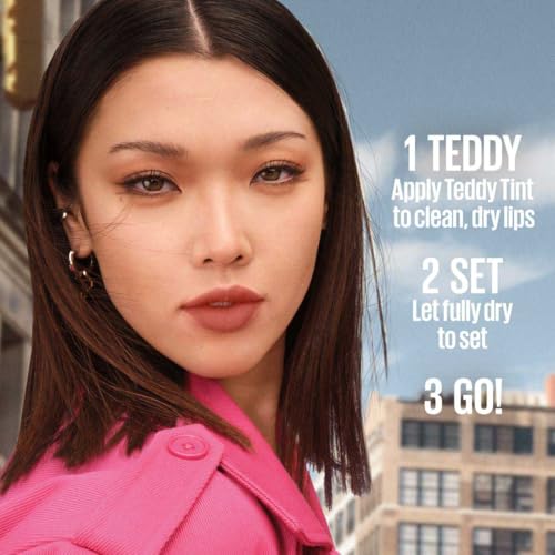 Maybelline New York, Super Stay Teddy Tint Plushwear and Transferproof, Delivers up to 12 hours of Long-lasting Blurred Matte Soft Lip Color, 15 SKINNYDIP