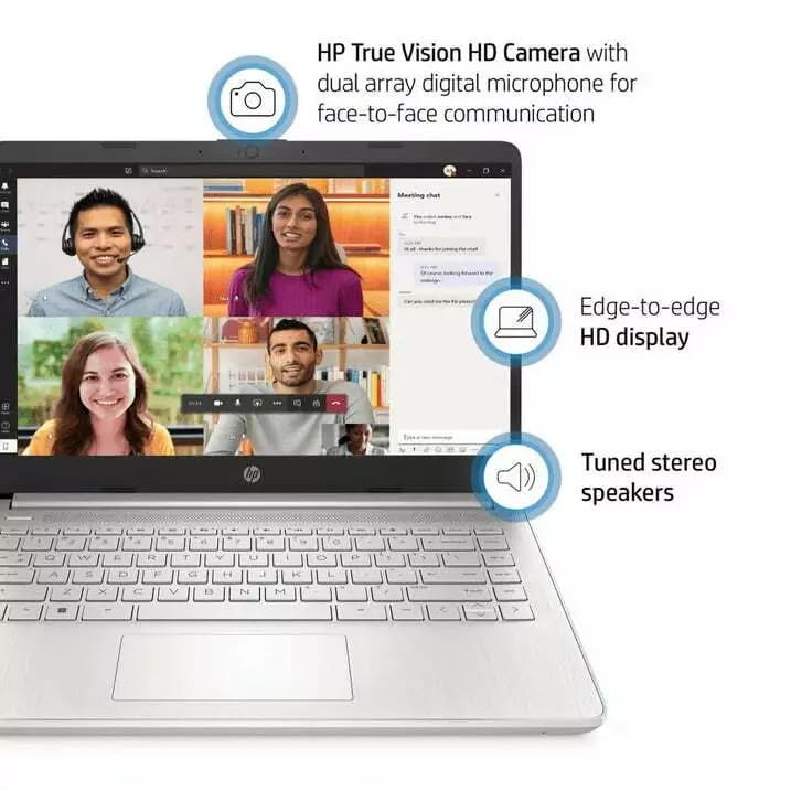 HP 14s Laptop With 14" Diagonal FHD Display - Intel Core i3-1215U Processor - Intel UHD Graphics - Backlit keyboard - 16GB DDR4 Ram - 512GB NVMe SSD - Win 11 (Natural silver)