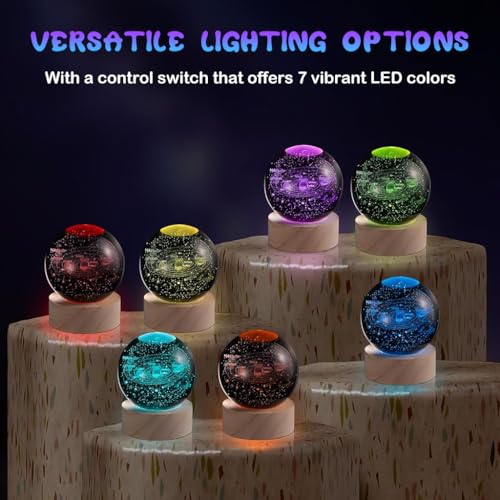 HASTHIP® 3D Night Light for Kids With 7 Colors Changing LED Base, Crystal Galaxy Star Space Light for Bedroom, Home Decor and Birthday Gifts (Solar System)
