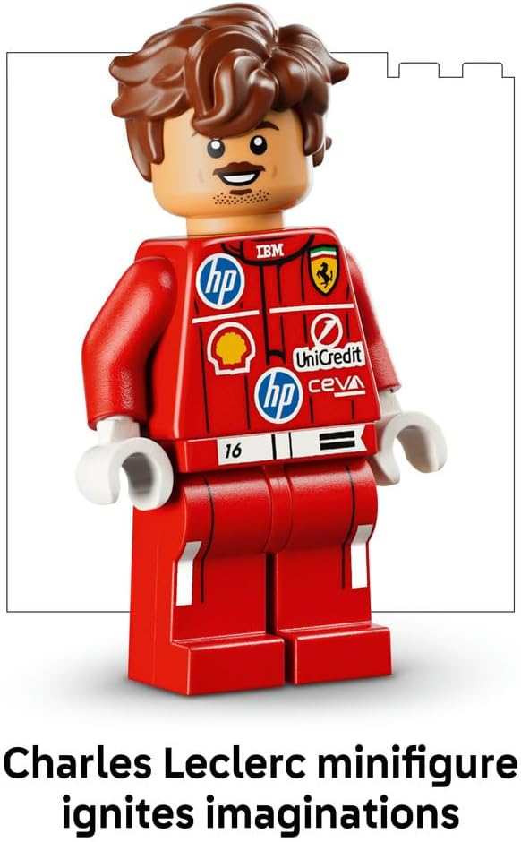 Editions Scuderia Ferrari HP Charles Leclerc Helmet - F1 Merchandise - Display Model Kit w/Collectible Minifigure - Gift for 14+ Year Old Boys & Adult Motorsport Fans - 43014