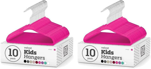 ZOBER Hangers For Kids Clothes - Chrome Swivel Hook - Non Slip Toddler Hangers for Kids and Children Clothes Space saving - Hanger for Everyday Use Set Of 10 - Blush Pink