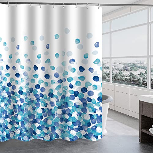 TRUSTLIFE Shower Curtain Waterproof Polyester Bathroom Curtains,180 x 200 cm Washable Bath Curtains, Quick-Drying, Weighted Hem Shower curtains for wet room, Shower Curtain with 12 Hooks - Blue