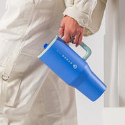 HydroJug Traveler - Modern 40 oz Tumbler with Handle & Simple Flip Straw - Car Cup Holder Friendly, Leak Resistant Water Bottle-Reusable Insulated Stainless Steel & Rubber Base - Gifts for Women & Men