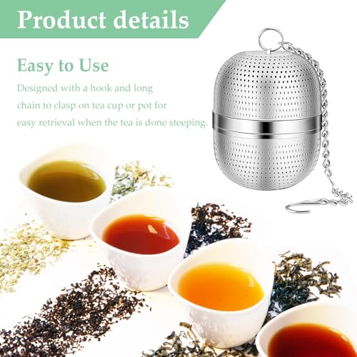 IKEEP Tea Infuser for Loose Tea, Stainless Steel Tea Ball Infuser with Chain, Tea Ball Strainers Mesh Tea Infuser for Loose Leaf Tea, Herbal Tea, Mugs Teapots