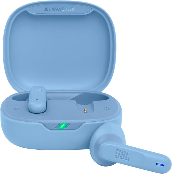 JBL Wave Flex True Wireless Earbuds, Deep Base Sound, Comfortable Fit, 32H Battery, Smart Ambient + Talkthru, Hands-Free Call, VoiceAware, Water and Dust Resistant - Blue, JBLWFLEXBLU