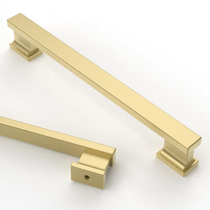 Asidrama 10 Pack 5 Inch(128mm) Brushed Gold Kitchen Cabinet Handles, Cabinet Pulls Kitchen Cabinet Hardware for Cupboard Drawer-Pulls