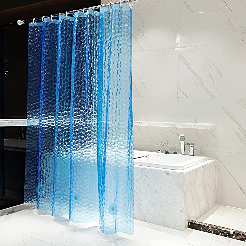 Bostofy Waterproof EVA Thick Shower Curtain Liner with Heavy Duty 3 Bottom Magnets for Shower Stall, Bathtubs, 3D Pebble Pattern, 72 x 72,12 Hooks