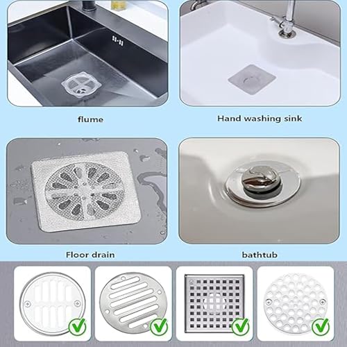 100 Pack 4" X 4" Disposable Shower Drain Cover Hair Catcher, Square Shower Drain Mesh Sticker, Bathroom,Bathtub, Kitchen,Laundry, Sink, for Human & Pet (100 PCS)