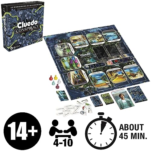 Hasbro Gaming Clue Conspiracy Board Game for Adults and Teens | Secret Role Strategy Games | Ages 14+ | 4-10 Players | 45 Mins. | Mystery Games | Party Games