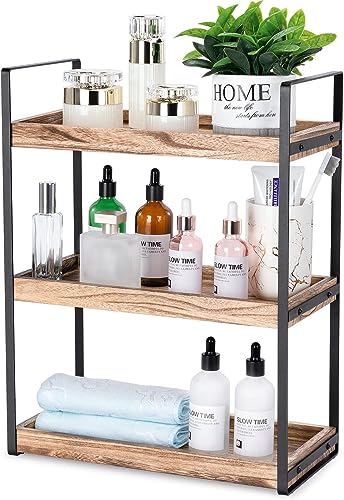 OFRANK 3-Tier Countertop Organizer for Bathroom Counter Stylish Wood Bathroom Vanity Organizer Shelf Storage - The Perfect Addition to Your Bathroom Counter Decor (3 Tiers)
