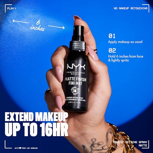 NYX PROFESSIONAL MAKEUP Makeup Setting Spray - Matte Finish, Lightweight, Long-Lasting, Extends Makeup Wear Up to 16 hours, Vegan and Cruelty Free Formula, 60ml