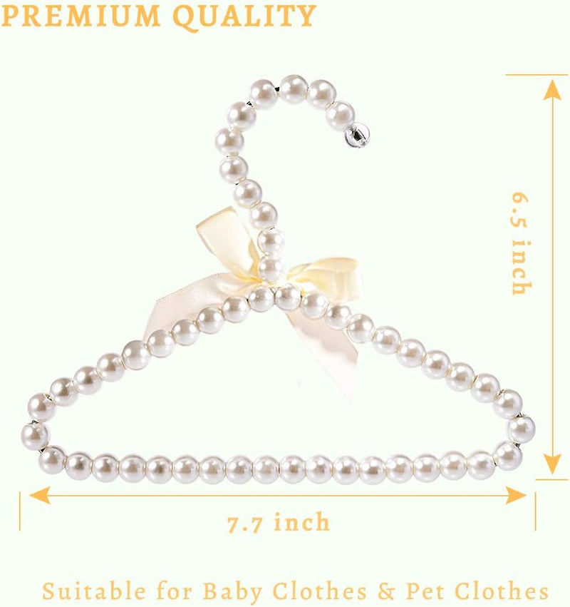 Koicaxy Clothes Hangers,White Bowknot Faux Pearl Bow Clothes Hangers Hook for Children Kids Women Girl Baby 5 Packs