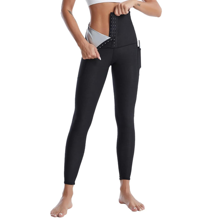 Sauna Pants for Women, High Waisted Leggings for Women, Leggings for Women Tummy Control with Pockets, Womens Workout Leggings,Silver,XXX-Large