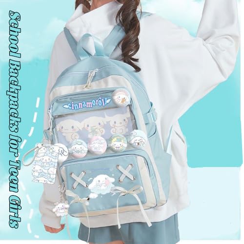 HANNEA® Kids Kindergarten School Backpack Lovely Toddler Backpack for Girls DIY Casual Backpack for Girls with Badges, Post Card, Card Holder, Keychain Charm for 4-8 Years Girl