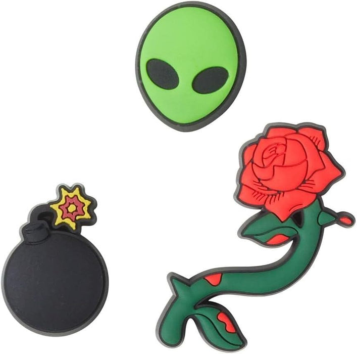 Crocs Jibbitz Unisex Bomb Alien 3 Pack Shoe Charms, Multi, One Size, Multicolor