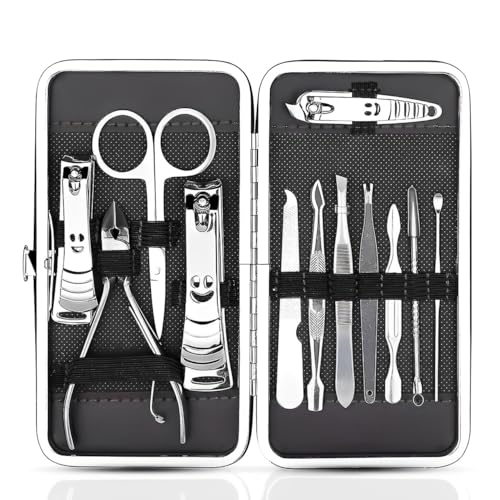 HEXAR® 12pc Manicure & Pedicure Set - Nail Clippers, Cuticle Remover - Luxurious Face, Foot, Hand Nail Care Kit - Pedicure Sets for Feet, Mens Grooming Kits & Manicure Set for Women