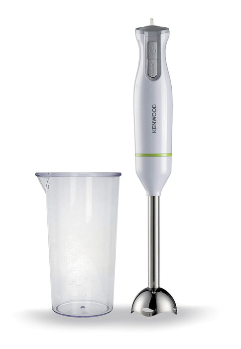 KENWOOD Hand Blender Metal Wand 600W Stick with Graduated Beaker, Turbo Function, Removable for Easy Cleaning HBM02.001WH White/Silver
