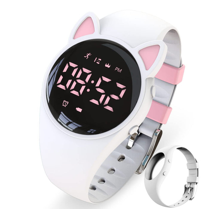 ELECDON Kids Digital Sport Watch, Kids Watch for Girls Boys with Pedometer Alarm Clock Stopwatch Distance Calories IP68 Waterproof LED Display Great Gift for Children (White)