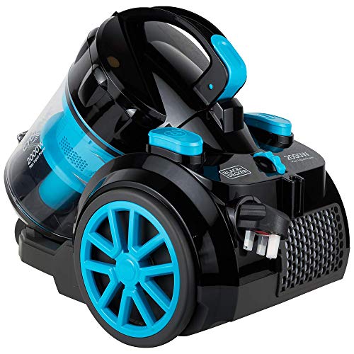 BLACK+DECKER Multi Cyclone Bagless Corded Vacuum Cleaner, 2000W, 2.5L Capacity, 6-Stage HEPA Filtration, Variable Speed, 289 Air Watts, Auto Cord Rewind, 5m Cable, Washable Filter, Blue - VM2080-B5