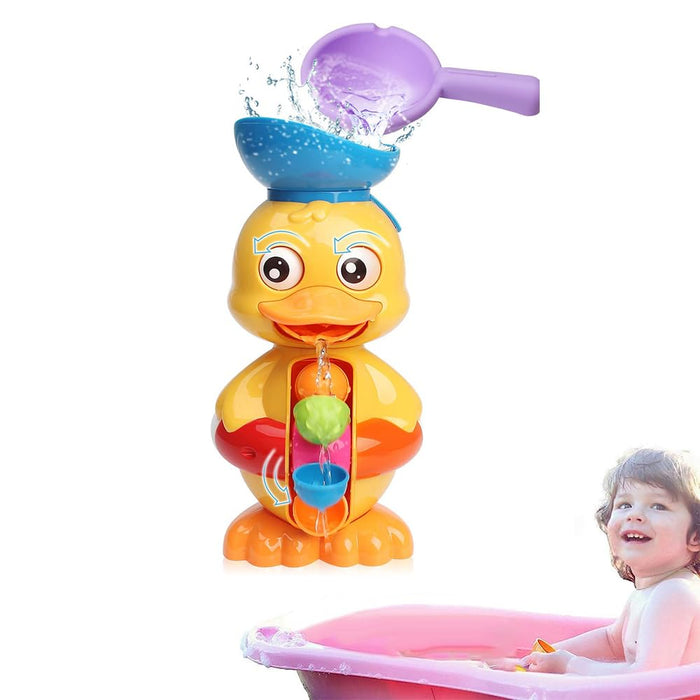 Joyzzz Bath Toys for Kids, Duck Bathtub Toys with Water Scoop, Strong Suckers Bathtub Toys for Kids with Eyes and Rotatable Waterwheel, Toddler Bath Toys for Boys Girls 1-4 Years, Shower Gift