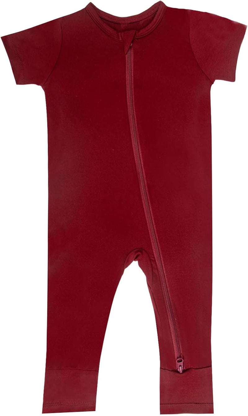 GUISBY Bamboo Baby Pajamas, Summer Short Sleeve Footless Rompers, 2 Way Zipper Sleeper