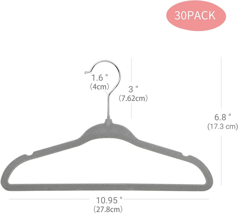 ManGotree 30 Pack 11inch Baby Clothes Hangers, Velvet Kids Toddlers Coat Hangers with Ultra Thin & Non-Slip Design (Beige)