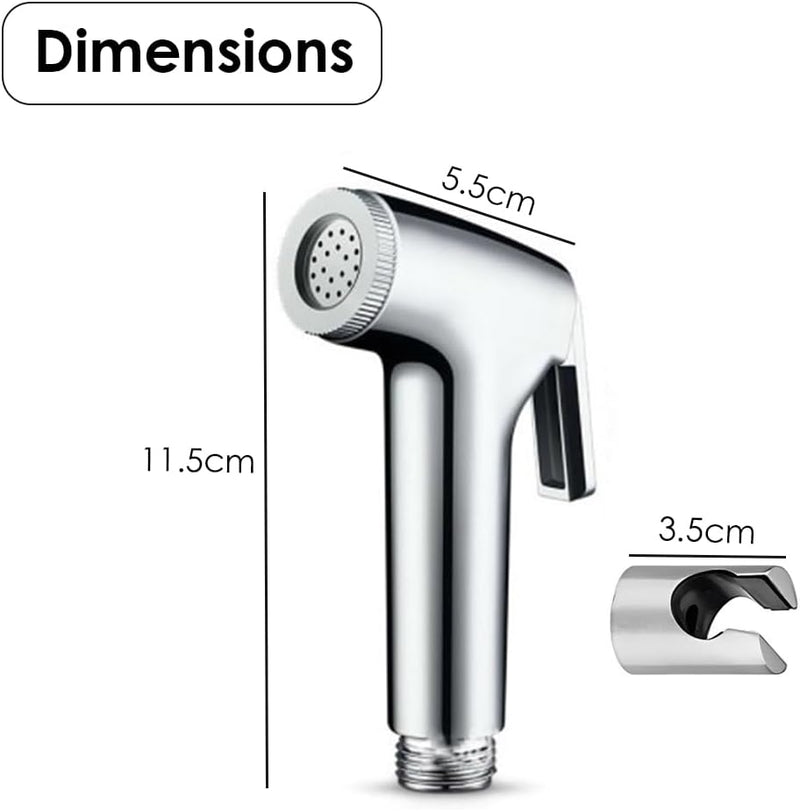 HEXAR® Handheld Bidet Sprayer with Holder, Steel Shattaf, Jet Spray for Toilet Bathroom, High Pressure Self-Cleaning Shut Off Set