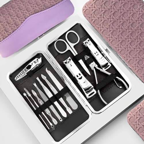 HEXAR® 12pc Manicure & Pedicure Set - Nail Clippers, Cuticle Remover - Luxurious Face, Foot, Hand Nail Care Kit - Pedicure Sets for Feet, Mens Grooming Kits & Manicure Set for Women