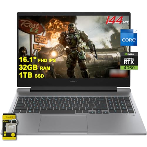 HP Omen 16 Gaming Laptop 16.1" FHD IPS 144Hz Intel 16-core i7-14650HX (>i9-13900HX) 32GB RAM 1TB SSD GeForce RTX 4060 RGB Backlit Thunderbolt FHD Privacy Camera Fast Charging Win11 w/ICP Accessory