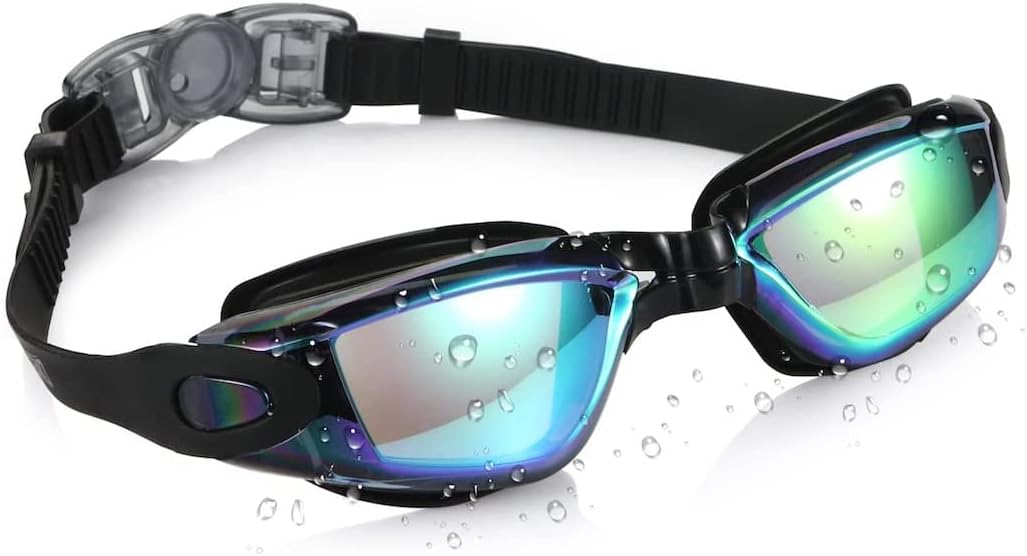 AMERTEER Swim Goggles - Anti-Fog UV Protection Swimming Goggles No Leaking Wide Clear Vision Swimming Goggles for Adult Men Women Youth