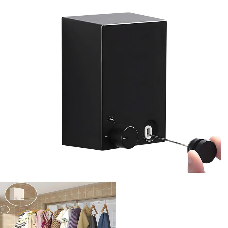 Aputue Retractable Clothesline, Self Adhesive Wall Mounted Telescopic Clothesline for Hanging Clothesline in Hotels, 4.2M Retractable Clothesline Indoor Stainless Steel Adjustable