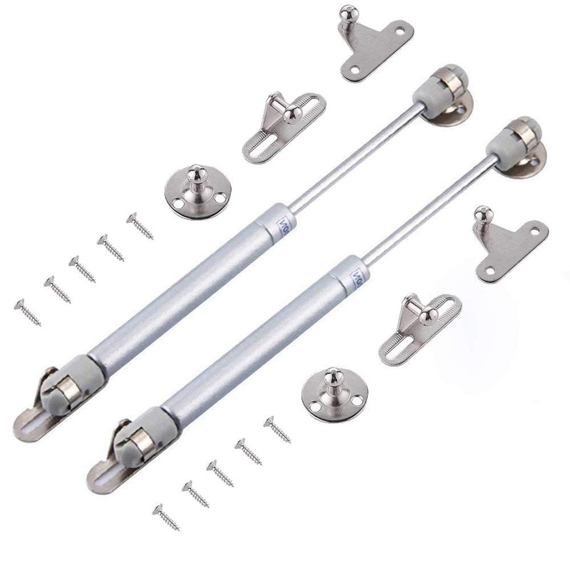 Hydraulic Gas Strut Cabinet Door Lift Support, 80N/18lb, Adjustable Spring Hinges with Mounting Hardware, 2-Pack, Silver