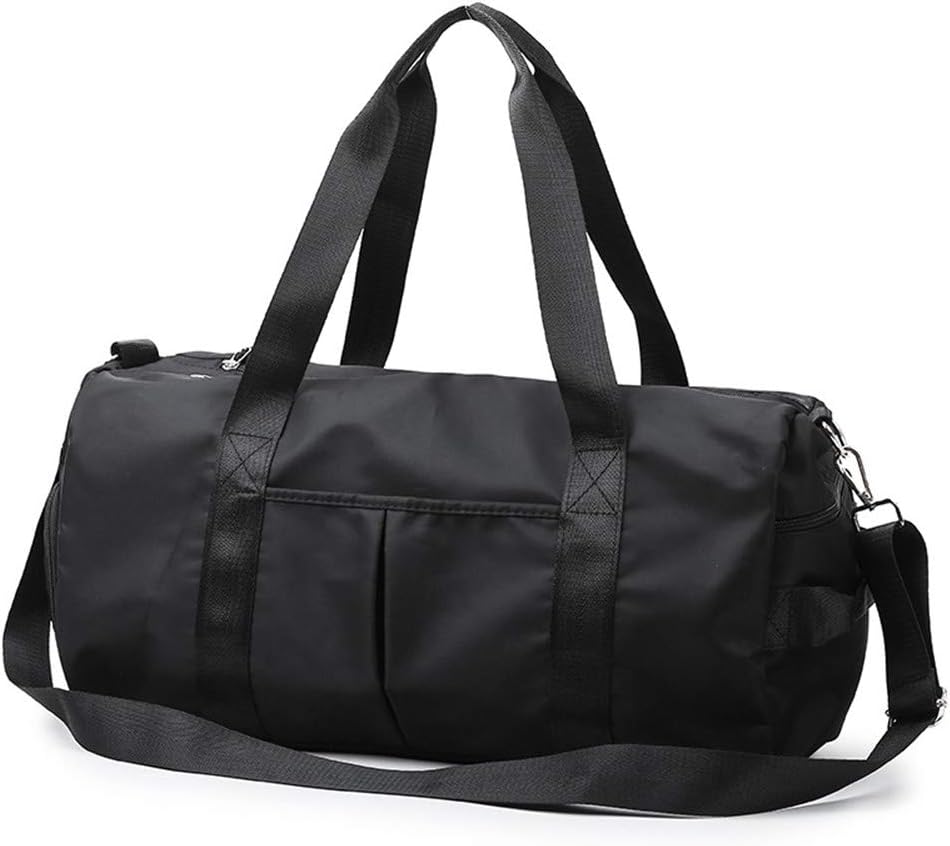 KARRESLY Travel Sports Gym Bag for Women or Men with Wet Pocket and Shoes Compartment for Training Swim Yoga(Black), Black, free size