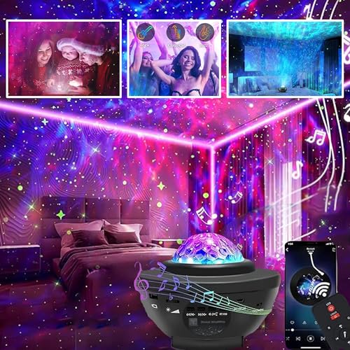 INFLUX Star Projector 3 in 1 Night Light with Remote Control, Bluetooth Speaker, and Galaxy Nebula Effects for Kids-Star Night Light, LED Ceiling Lamp, and Home Decor Gift for Bedroom, Gaming