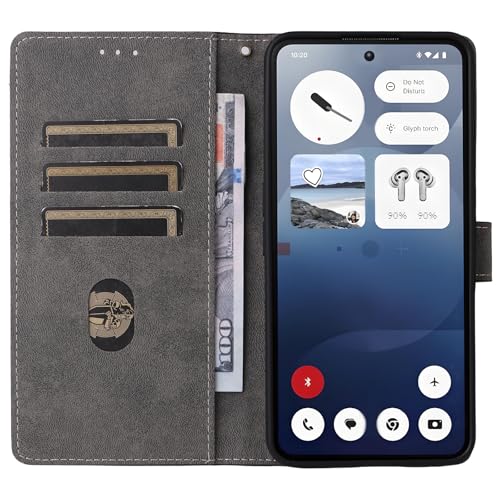 For Nothing Phone 3a Flip Cover with Hand Strap, PU Leather Full Body Protection Shockproof Flip Mobile Phone Case, RFID Anti-theft Brush Folio Wallet Case