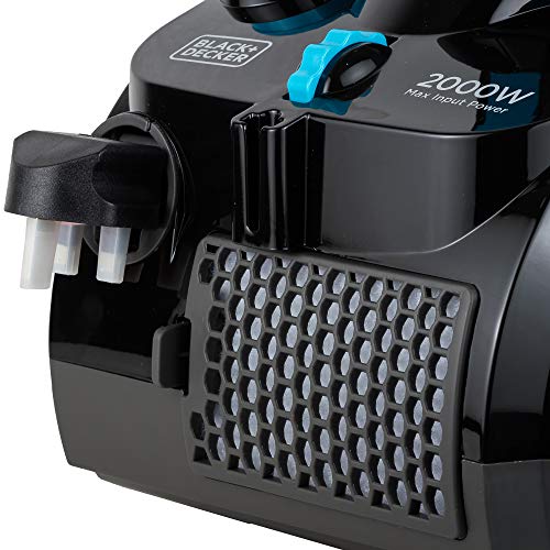 BLACK+DECKER Multi Cyclone Bagless Corded Vacuum Cleaner, 2000W, 2.5L Capacity, 6-Stage HEPA Filtration, Variable Speed, 289 Air Watts, Auto Cord Rewind, 5m Cable, Washable Filter, Blue - VM2080-B5
