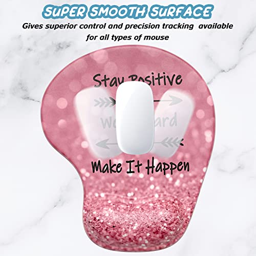 Hsurbtra Ergonomic Mouse Pad with Wrist Rest Support, Gel Mouse Pads with Non-Slip PU Base, Pain Relief Memory Foam Computer Mat, Cute Office Supplies Desk Decro Accessories, Work Hard