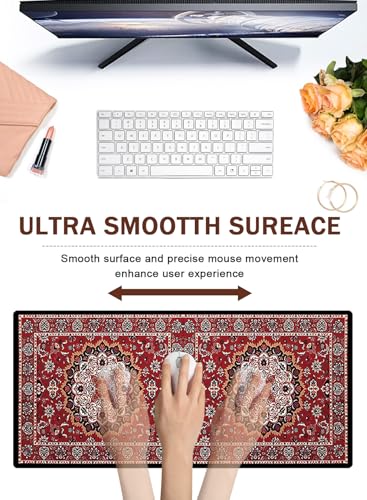 Homarket Mouse Pad Persian, Extended Mat Mousepad Desk Pad Non-Slip Rubber Base Stitched Edge Flower Keyboard Pad Playmat for Computer (Tpye-B, 80L x 30W cm)