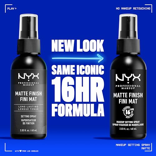 NYX PROFESSIONAL MAKEUP Makeup Setting Spray - Matte Finish, Lightweight, Long-Lasting, Extends Makeup Wear Up to 16 hours, Vegan and Cruelty Free Formula, 60ml