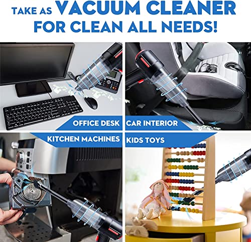3-in-1 Computer Vacuum, Compressed Air Duster Blower, Portable Handheld Vacuum Cleaner Cordless, Rechargeable car Hoover, Mini Keyboard Cleaner Kit, Electric Spray air can for PC, Laptop, Electronics