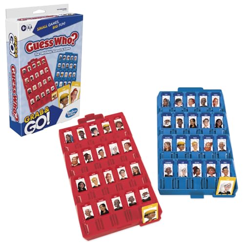 Hasbro Gaming Guess Who? Grab and Go Game, Original Guessing Game for Kids Ages 6 and Up, Portable 2 Player Game, Travel Game for Kids