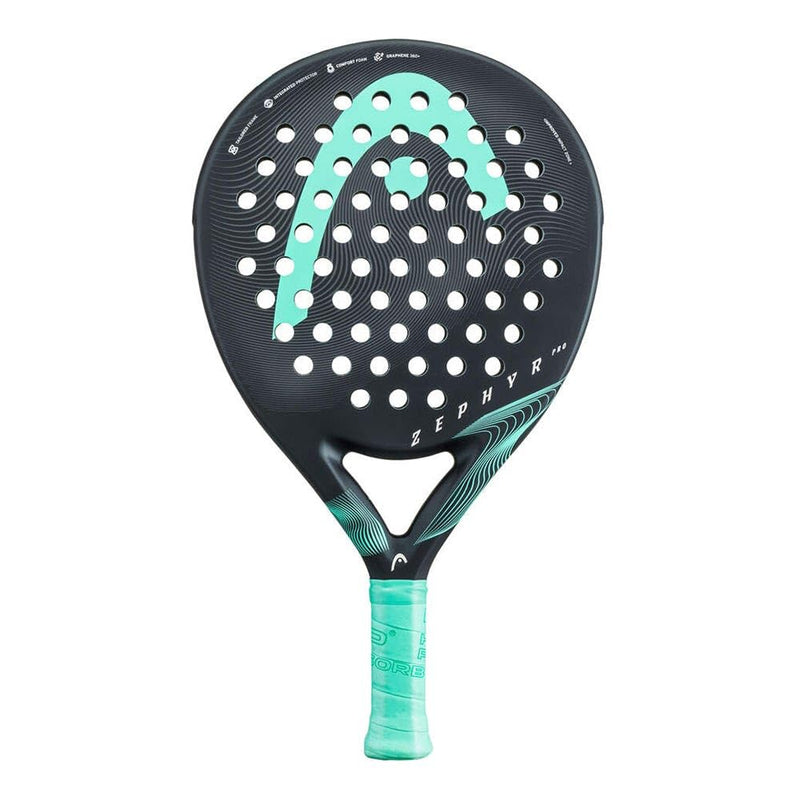 Head Zephyr Pro Padel Racket 2023, Black/Teal - 365 gm, Round