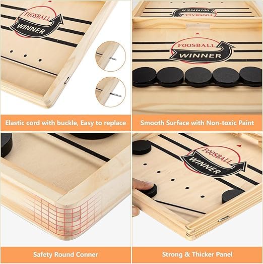 INFLUX Large Sling Puck Game -Foosball Winner Board Game-Rapid Sling Table Battle- High-Speed Wooden Hockey Table Game for Adults, Kids, and Family Fun